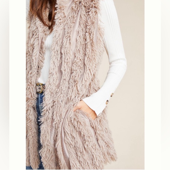 Greylin Faux Fur / Faux Feather Long Vest - so soft! - Picture 3 of 16